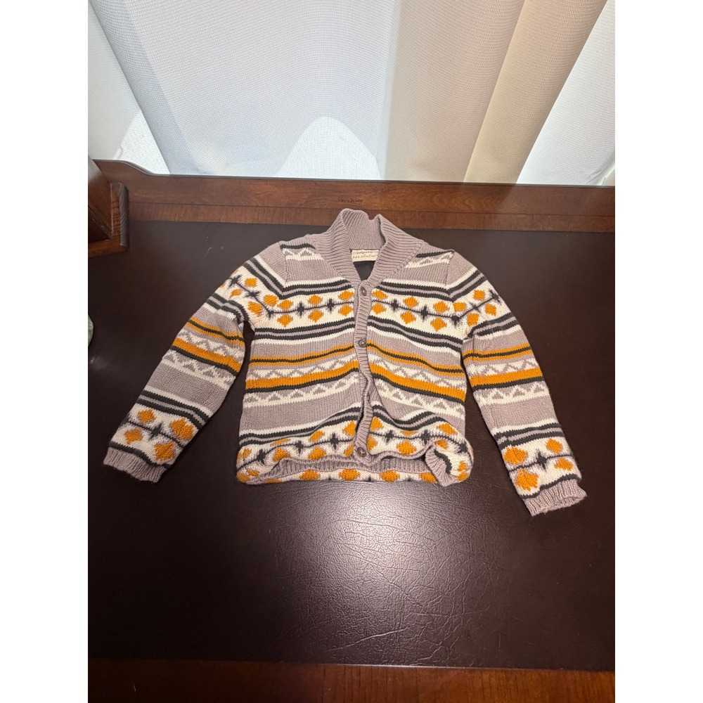 Lupilu Kids Fair Isle Knit Cardigan Shawl Collar Grey Mustard 12-24 Months